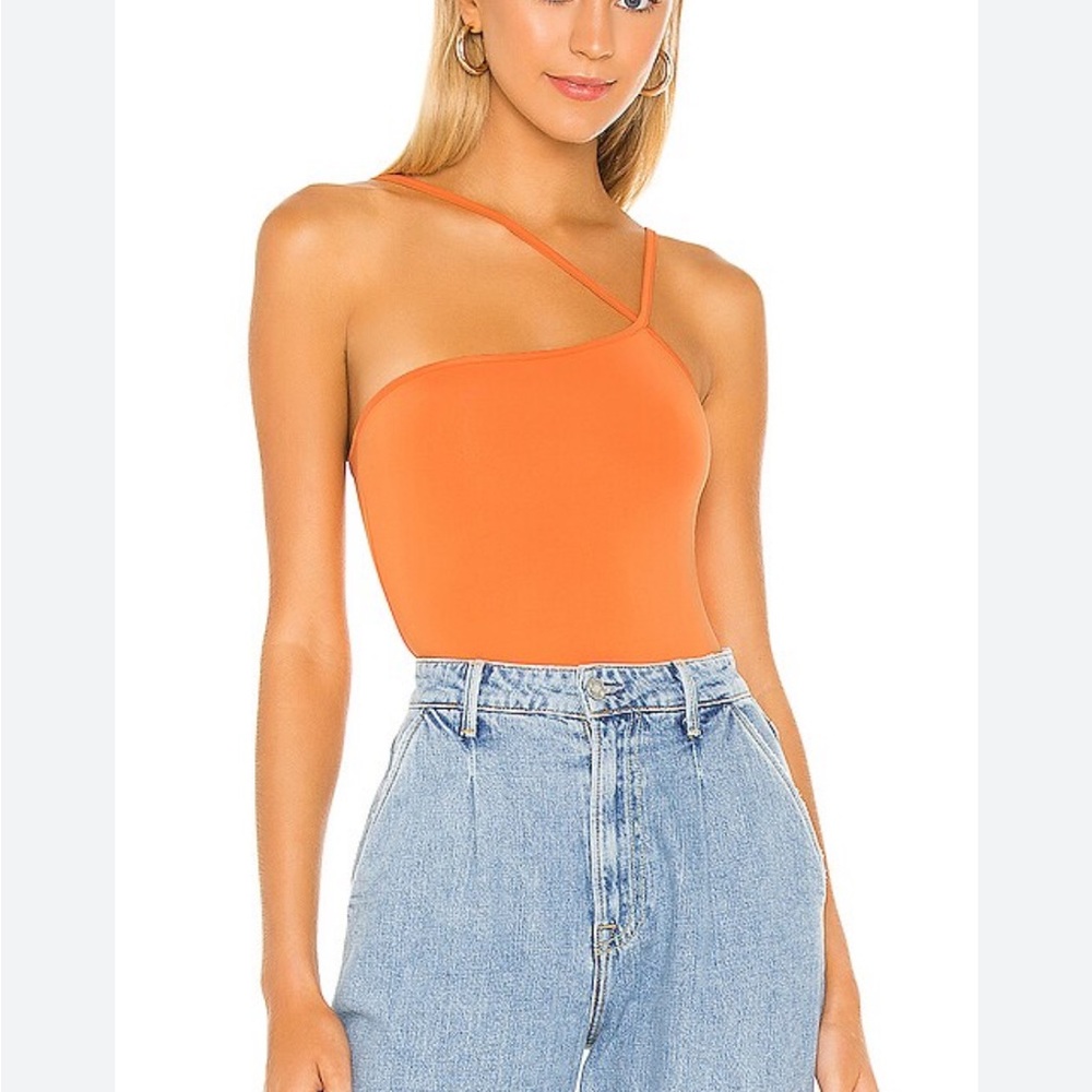 Superdown Taryn Orange Asymmetrical Bodysuit